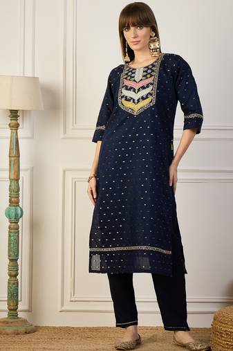 Blue premium designer festive wear readymade suit