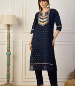 Blue premium designer festive wear readymade suit