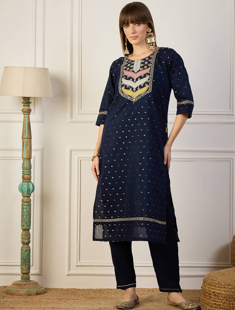 Blue premium designer festive wear readymade suit