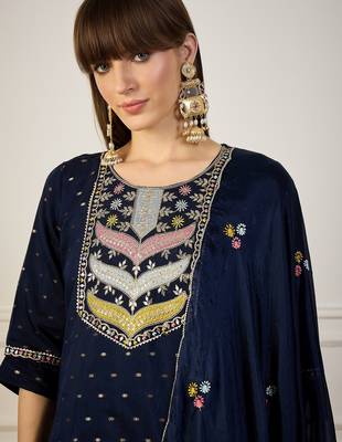 Blue premium designer festive wear readymade suit 4