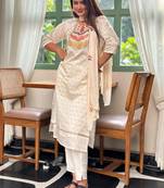 White premium designer festive wear readymade suit