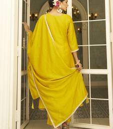 Yellow premium designer festive wear readymade suit