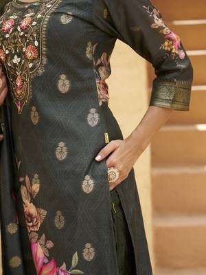 Green premium designer festive wear readymade suit 2