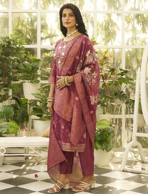 Maroon premium designer festive wear readymade suit 3