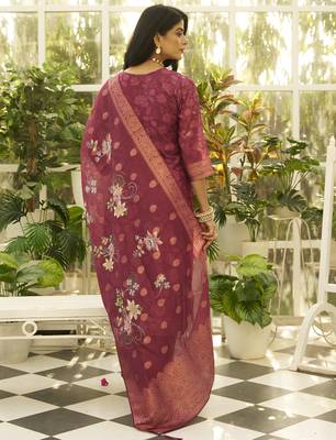 Maroon premium designer festive wear readymade suit 4