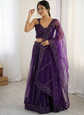 Purple Net Lehenga Choli 1