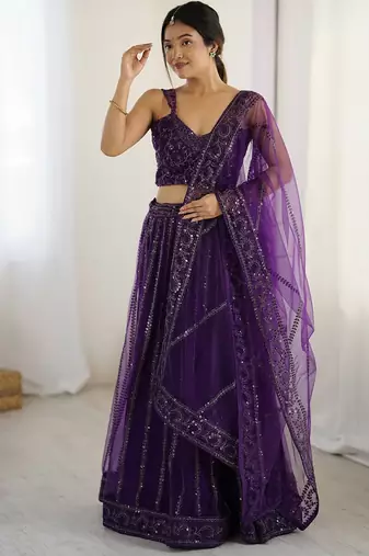 Purple Net Lehenga Choli