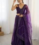Purple Net Lehenga Choli