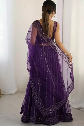 Purple Net Lehenga Choli