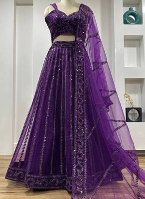 Purple Net Lehenga Choli 3