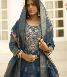Teal premium designer festive wear readymade suit