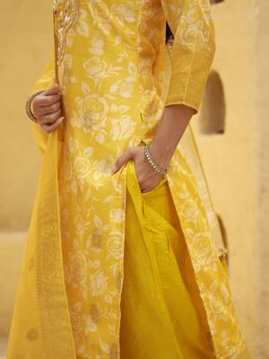 Yellow premium designer festive wear readymade suit 2