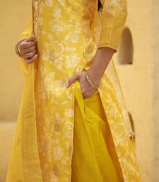 Yellow premium designer festive wear readymade suit