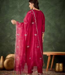 Red premium designer festive wear readymade suit