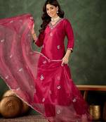 Red premium designer festive wear readymade suit