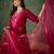 Red premium designer festive wear readymade suit