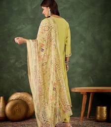 Light-yellow premium designer festive wear readymade suit