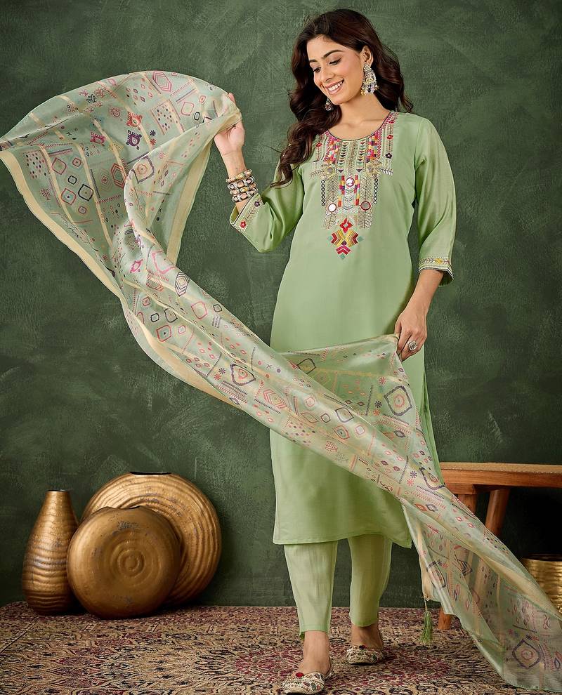 Pastel premium designer festive wear readymade suit