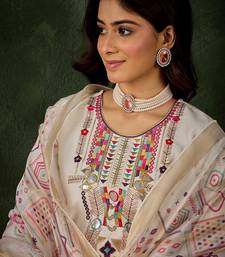 White premium designer festive wear readymade suit