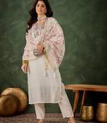 White premium designer festive wear readymade suit