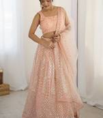 Peach Net Lehenga Choli