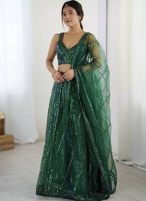 Green Net Lehenga Choli 1