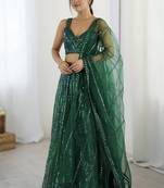 Green Net Lehenga Choli