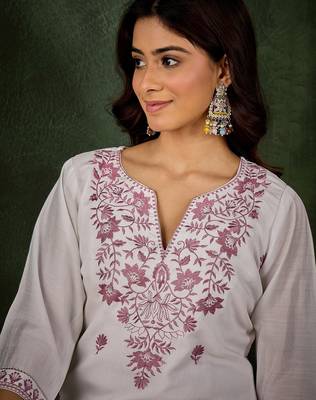 Lavender premium designer festive wear readymade suit 2