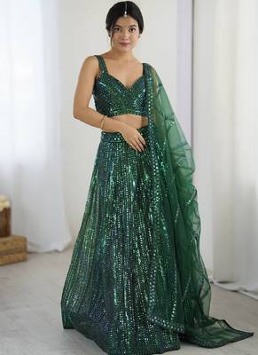 Green Net Lehenga Choli 2