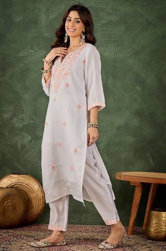 Peach premium designer festive wear readymade suit