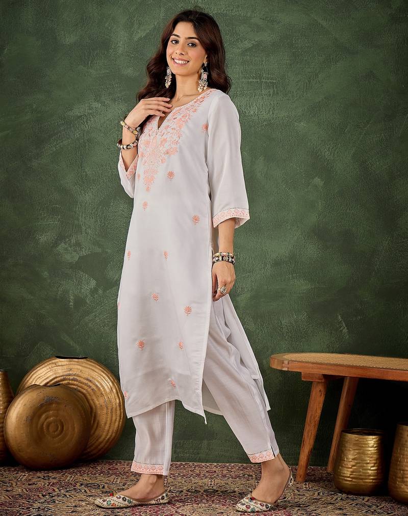 Peach premium designer festive wear readymade suit