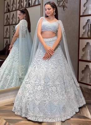 Grey Net Lehenga Choli 1