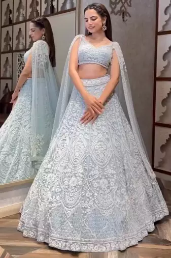 Grey Net Lehenga Choli