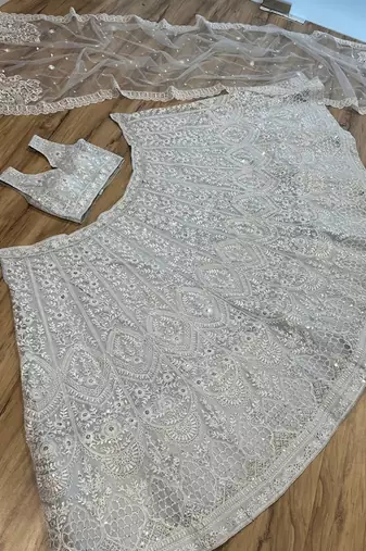 Grey Net Lehenga Choli