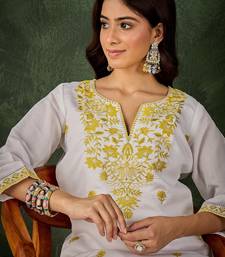 Yellow premium designer festive wear readymade suit