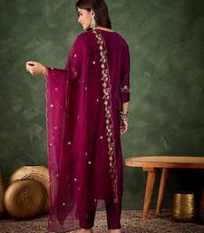 Purple premium designer festive wear readymade suit