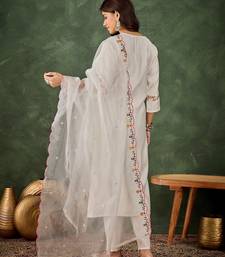 White premium designer festive wear readymade suit