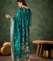 Sea-green premium designer festive wear readymade suit