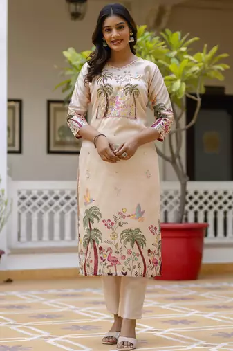 Cream premium designer festive wear readymade suit