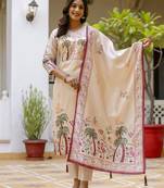 Cream premium designer festive wear readymade suit