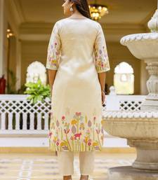 Cream premium designer festive wear readymade suit