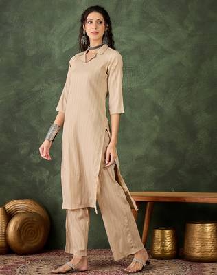 Cream premium designer festive wear readymade suit 3