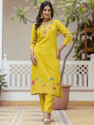Yellow premium designer festive wear readymade suit 3