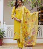 Yellow premium designer festive wear readymade suit
