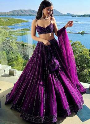 Purple Net lehenga Choli 1