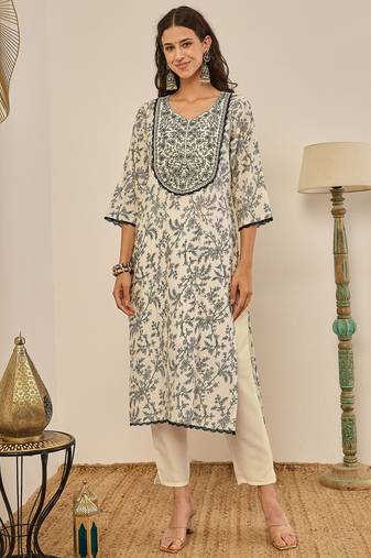 Cream premium designer festive wear readymade suit