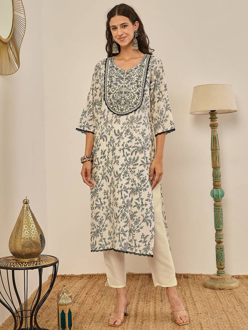 Cream premium designer festive wear readymade suit