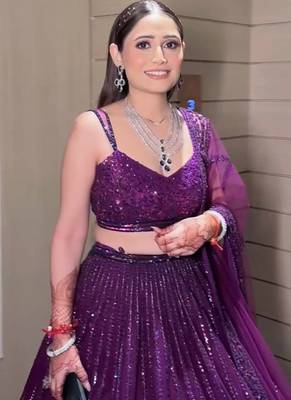 Purple Net lehenga Choli 2