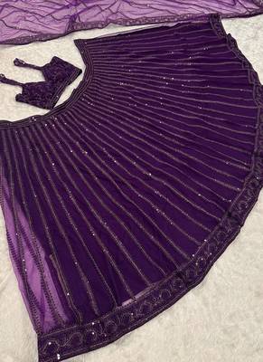 Purple Net lehenga Choli 3