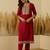 Red premium designer festive wear readymade suit